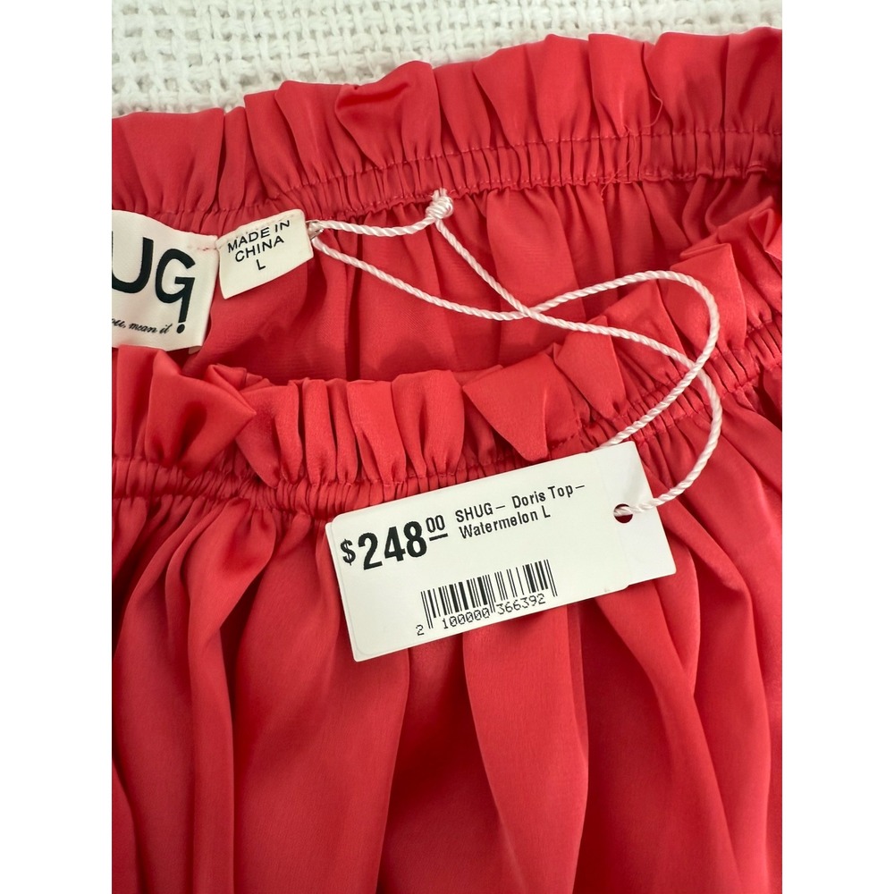 Shug Crop Top Watermelon Doris‎ NWT$248 Large Off Shoulder - Picture 6 of 8